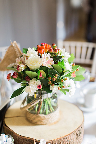 rustic floral centrepieces