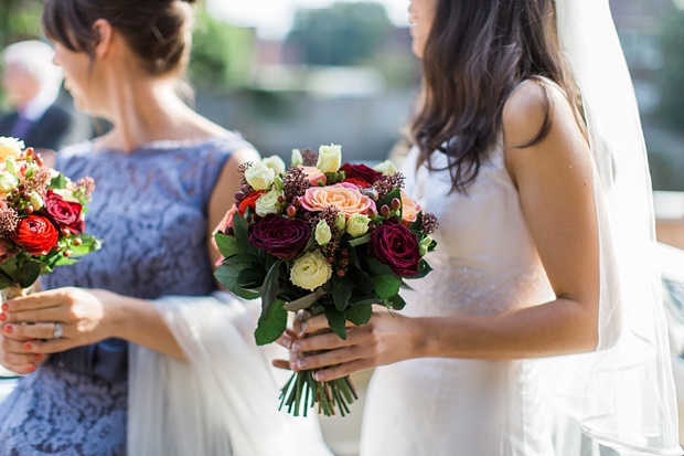 red and peach bridal bouquet