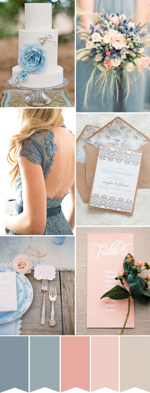 Perfect for a Summer Day - a Blue, Peach & Dusky Rose Pink Wedding Color Palette | onefabday.com