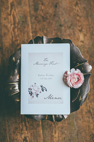 pink ranunculus and wedding invitation - lovely vintage  | Campbell Photography | see more: onefabday.com