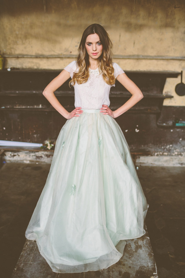 A completely different look for a bride - a wedding skirt and lace top | image: Campbell Photography | see it all onefabday.com