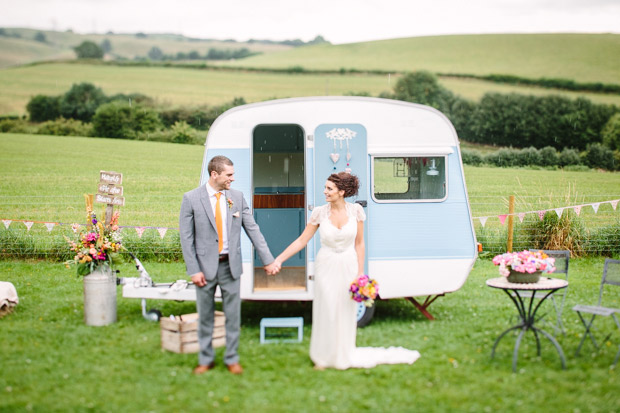 The cutest blue vintage caravan at a tipi wedding the perfect festival wedding decor idea | onefabday-com.go-vip.net