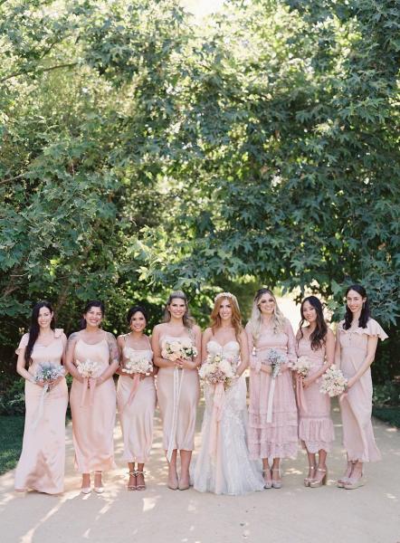 blush pink bridesmaids dresses