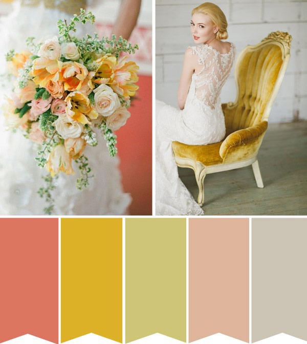 coral yellow wedding