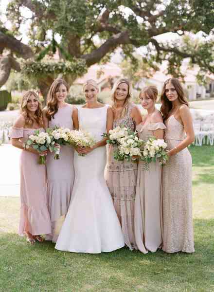 mix and match blush bridesmaids dresses