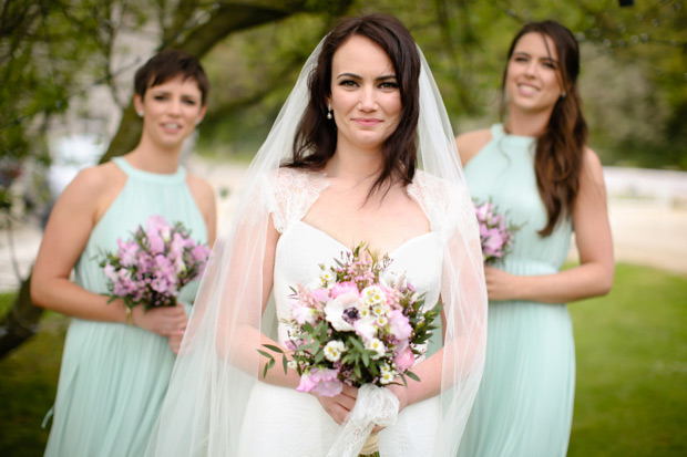 mint pleated bridesmaids dresses | onefabday.com