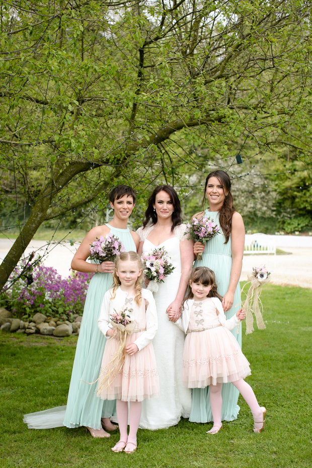 mint bridesmaids dresses and sweet flower girl style | onefabday.com