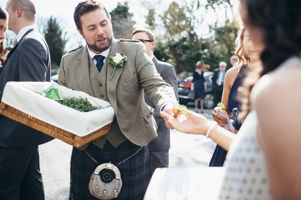 shamrock boutonniere for an Irish wedding! | onefabday.com