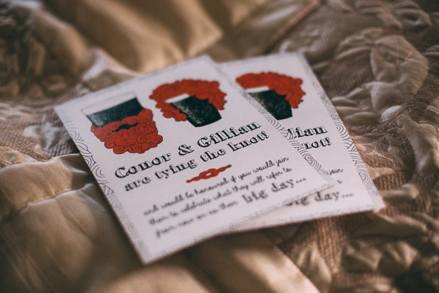 fun Irish wedding invites | Gillian & Conor's Trudder Lodge wedding by Dara Munnis | onefabday.com