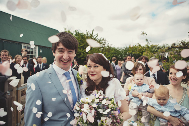 confetti toss! Fiona and David's vintage style wedding by Lisa Jane Photography | onefabday.com