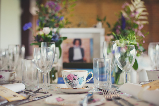 vintage style wedding decor with teacups and florals | onefabday.com