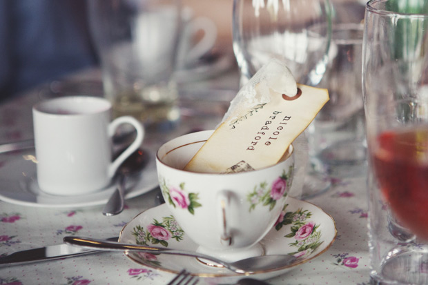 vintage style wedding decor with teacups and florals | onefabday.com