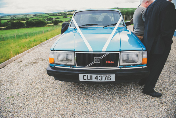 Blue volvo wedding car | onefabday.com