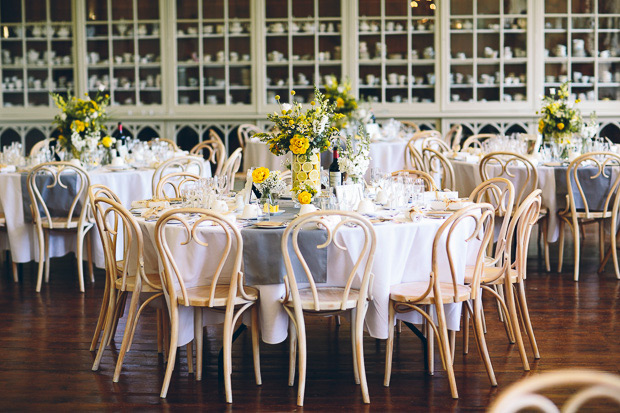 yellow and grey wedding reception decor | onefabday.com