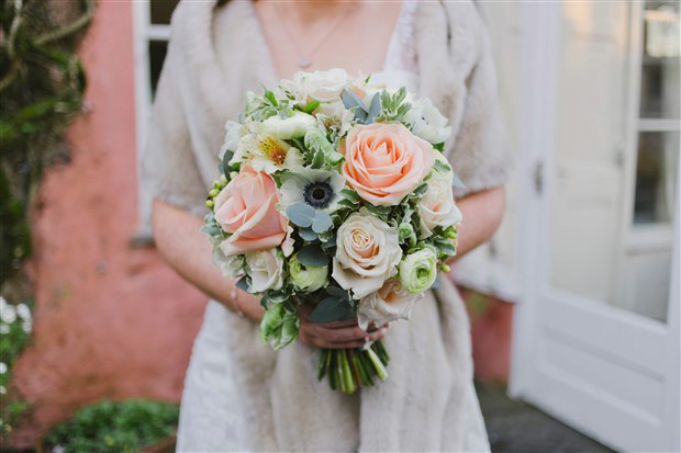 peach rose and anemone bouquet | onefabday.com