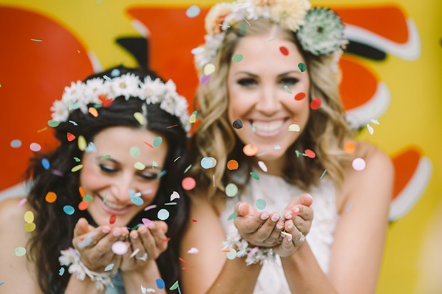 Confetti! Natalie and Nicole's fab colourful wedding by Lara Hotz | onefabday.com