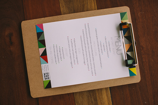 geometric wedding menu | onefabday.com