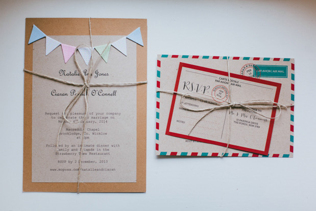 Vintage Kraft Paper Wedding Invite with Bunting and String | onefabday.com