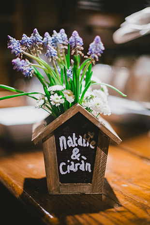 cute house floral display with chalkboard  | onefabday.com 