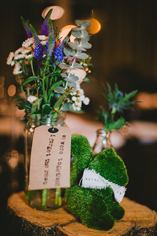 wildflower centerpieces with luggage tag quotes | onefabday.com 