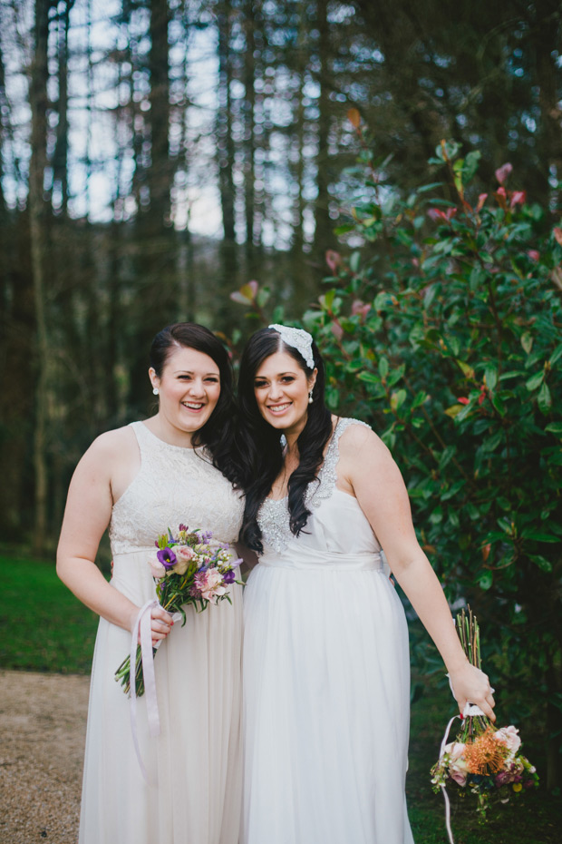 The beautiful Natalie and her Anna Campbell wedding gown and bridesmaid in blush | onefabday.com 