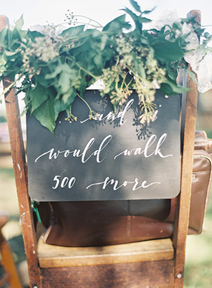 Wedding Chairs with chalkboard signs | onefabday.com