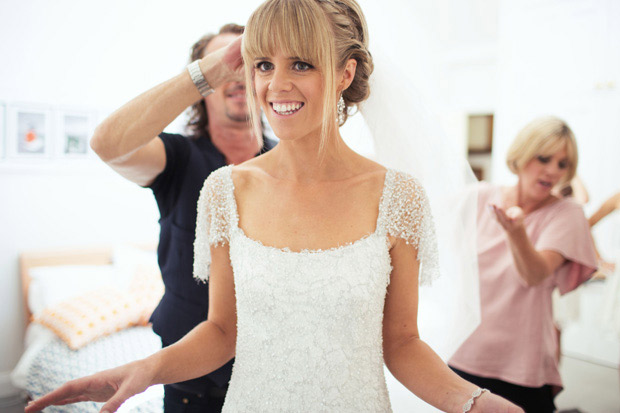 grey bridesmaids dresses with yellow bouquets | onefabday.com