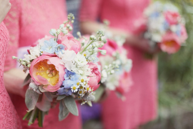 coral peony bridesmaids bouquets | onefabday.com