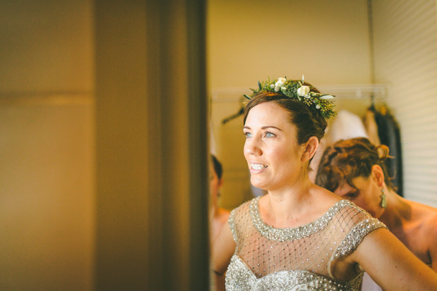 Beautiful bride with floral crown | onefabday.com