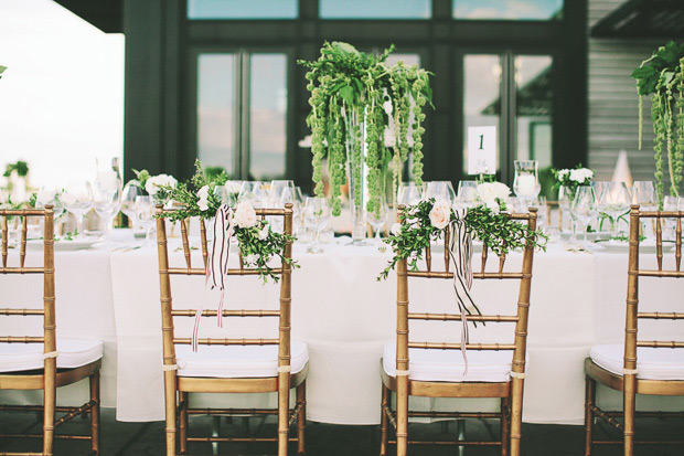 wedding chair decor with florals and ribbon | onefabday.com