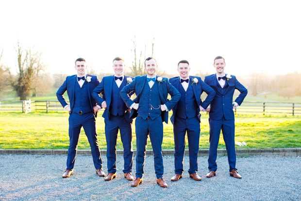 Groomsmen in blue suits brown shoes | onefabday.com