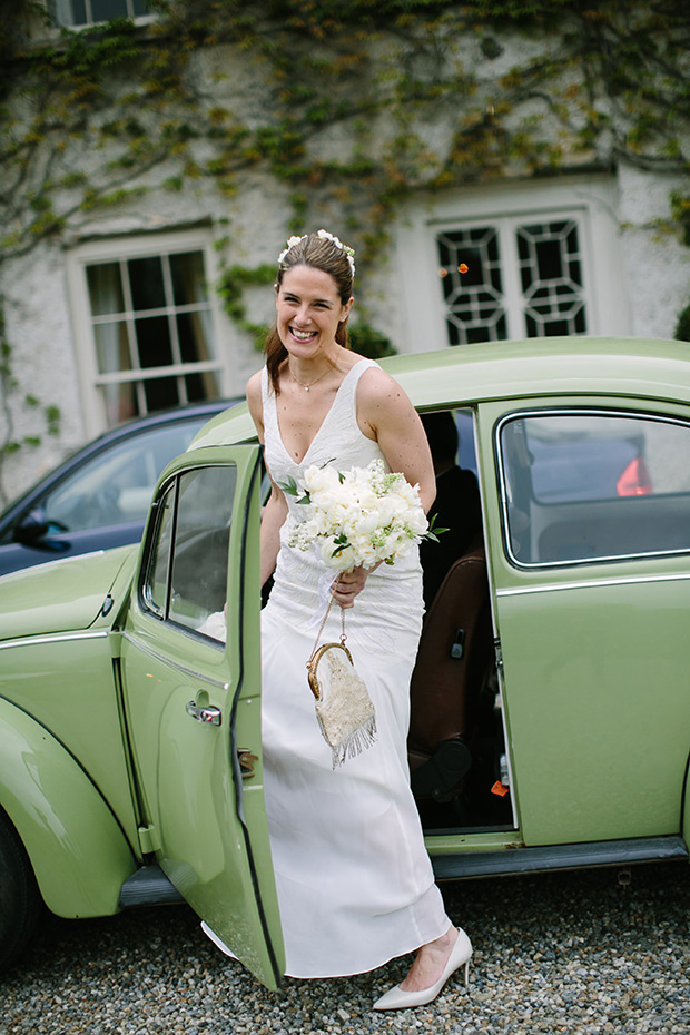 vintage green VW Beetle wedding car | onefabday.com