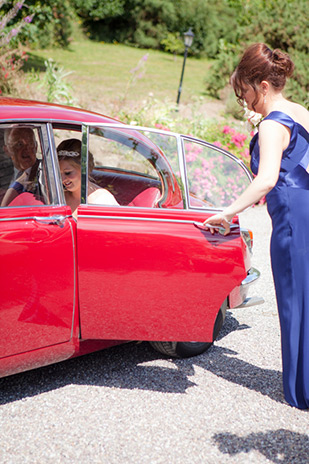 red vintage wedding car | onefabday.com