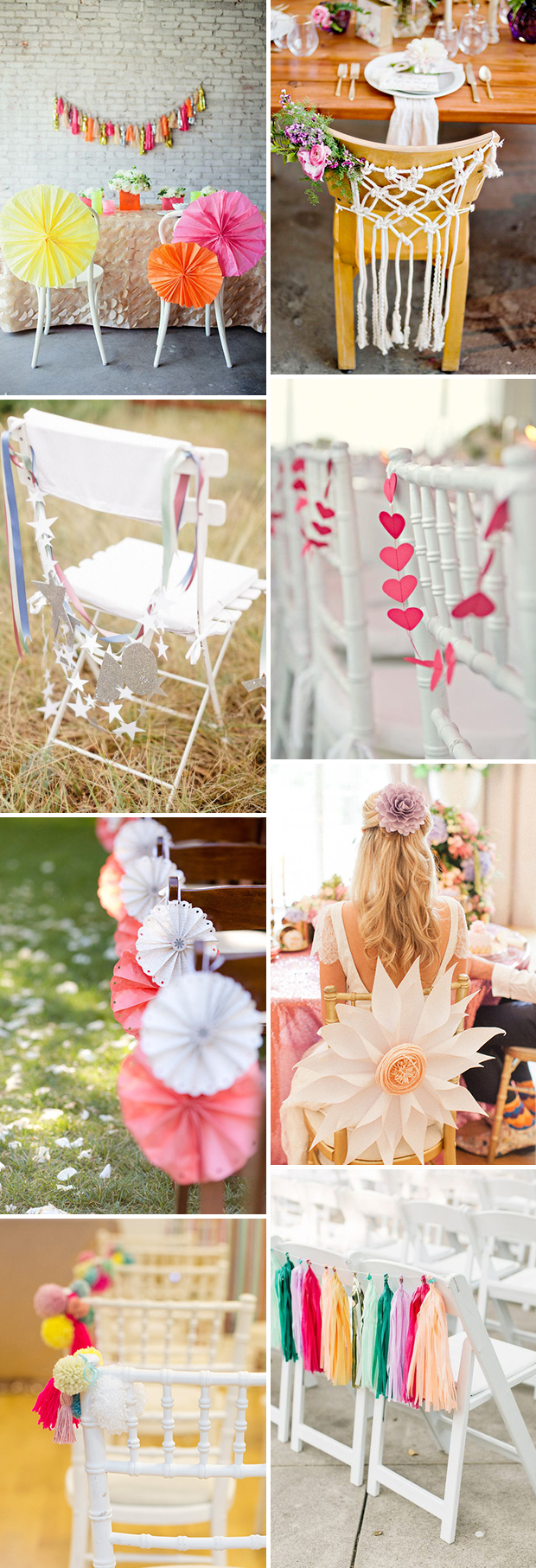 Fun wedding chair decor // see them all on onefabday.com