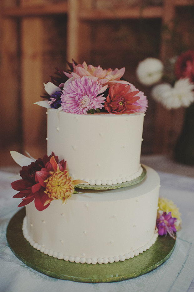 cream wedding cake with florals | onefabday.com