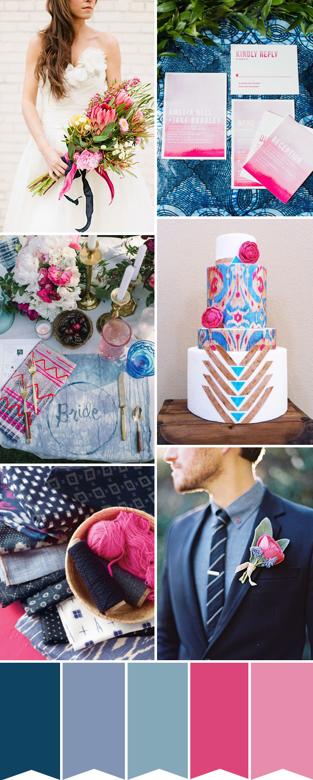 A Boho Indigo and Pink Wedding Colour Palette | onefabday.com