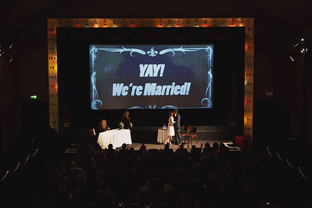 cinema screen wedding ceremony backdrop | onefabday.com