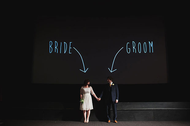 cinema screen wedding ceremony backdrop | onefabday.com