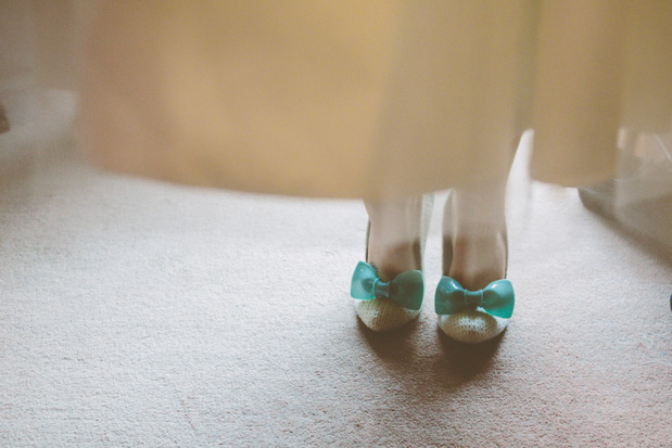 bridal shoes with blue bow | onefabday.com