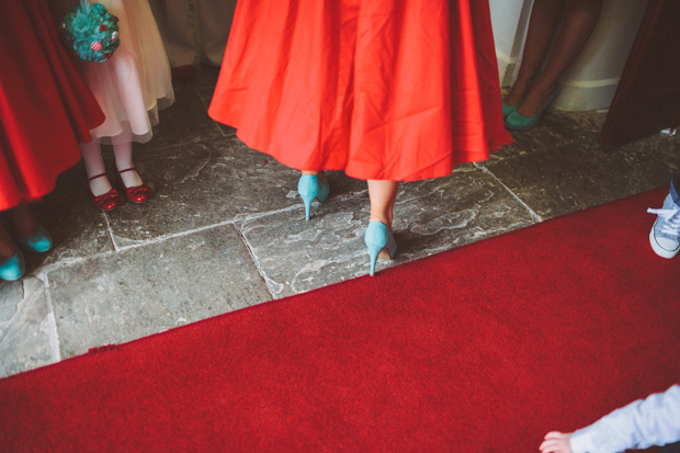 Red retro bridesmaids dresses | onefabday.com