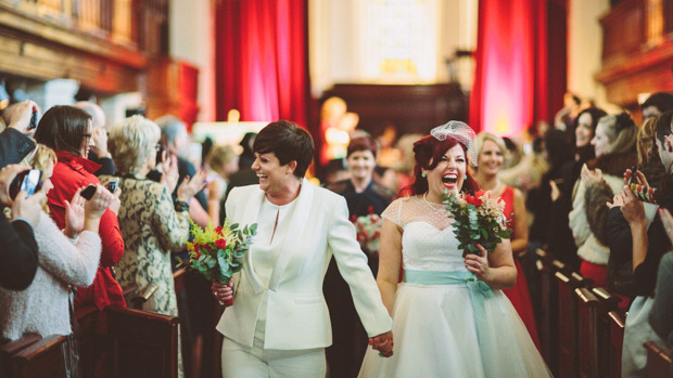 Just Married! Cathy and Lisa's fun retro wedding by Campbell Photography | onefabday.com