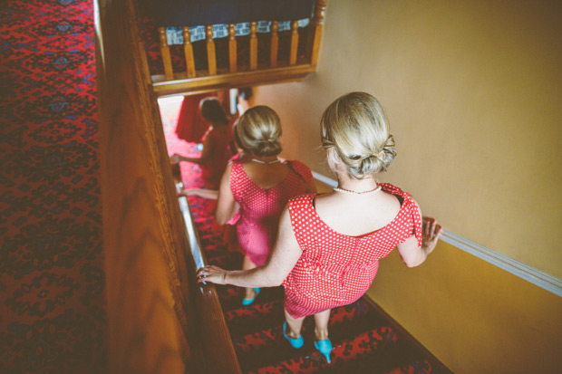 Red retro bridesmaids dresses | onefabday.com