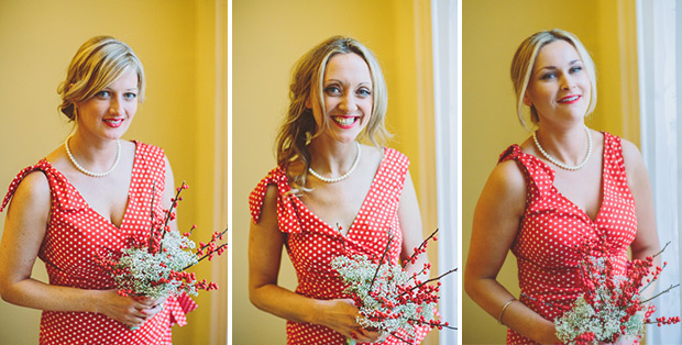 Red polka dot retro bridesmaids dresses | onefabday.com