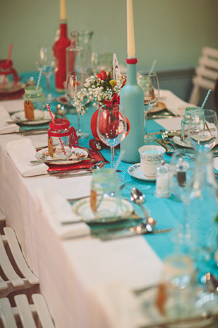 red and blue retro wedding styling at Ballinacurra House | onefabday.com