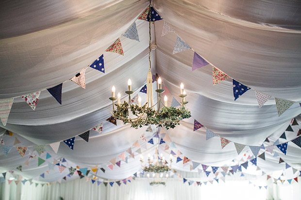 Marquee wedding reception with patterned bunty decor | onefabday.com