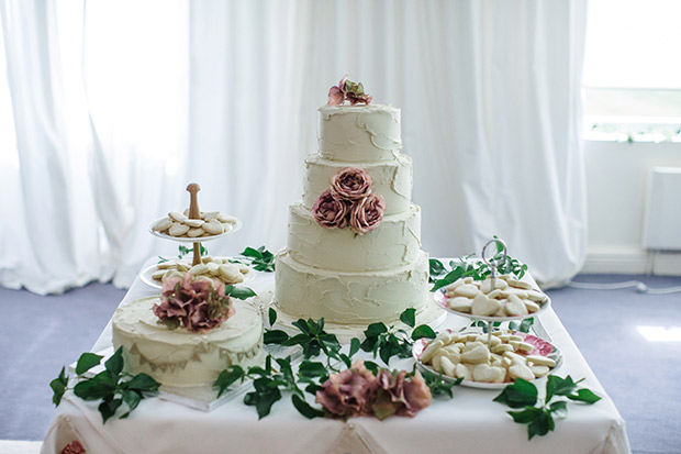 Pretty wedding cake with rose detail | onefabday.com