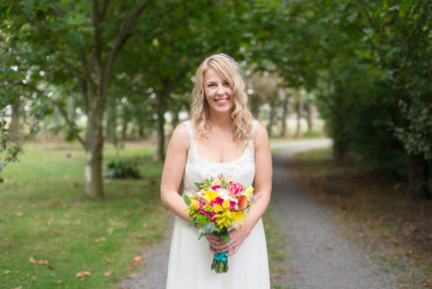 Bride with colourful bouquet | onefabday.com