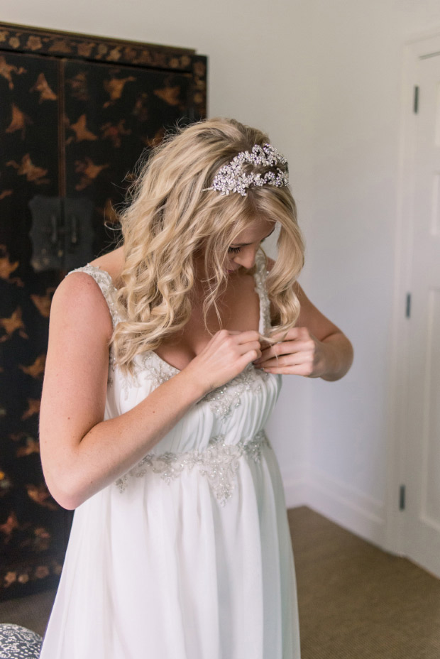 Pretty silver embellished wedding dress | onefabday.com