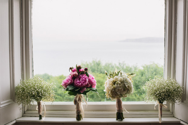 peony bridal bouquet and gyp bridesmaids bouquets | onefabday.com