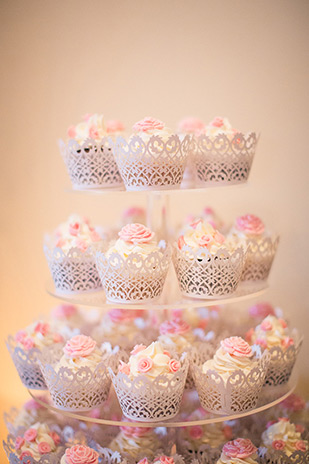 wedding cupcake tower | vintage typewriter guestbook | Clare and Nathan's beautifully intimate wedding by I Heart Weddings | onefabday.com